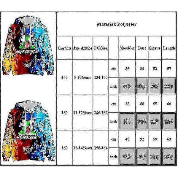 Unspeakable Børn Drenge Hættetrøjer Youtuber Merch Hættetrøje Langærmet Casual Pullover Toppe 9-10 År