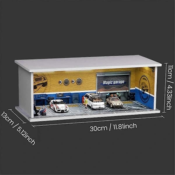 1/64 Diorama Bilgarage Model LED-belysning By Biludstillingslokale Scene til Miniaturekøretøjer Display Model Samlet Park