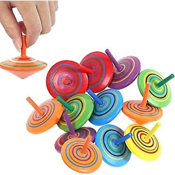 Anhao Tresnurrer, 30 stk snurrende leker for barn, Mini roterende takmaling Gyro (tilfeldig farge)