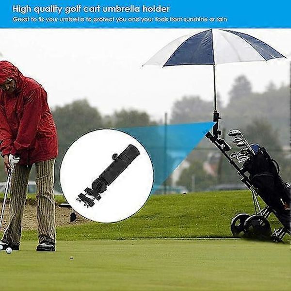 Golfparaplyholder - Universelt justerbart golfvogn paraplystativ - Sort