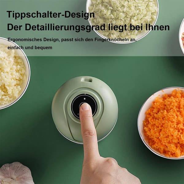 Mini mathakker, 250 ml USB oppladbar med 3 rustfrie stålblader, for hvitløk, grønnsaker, babymat og camping, grønn