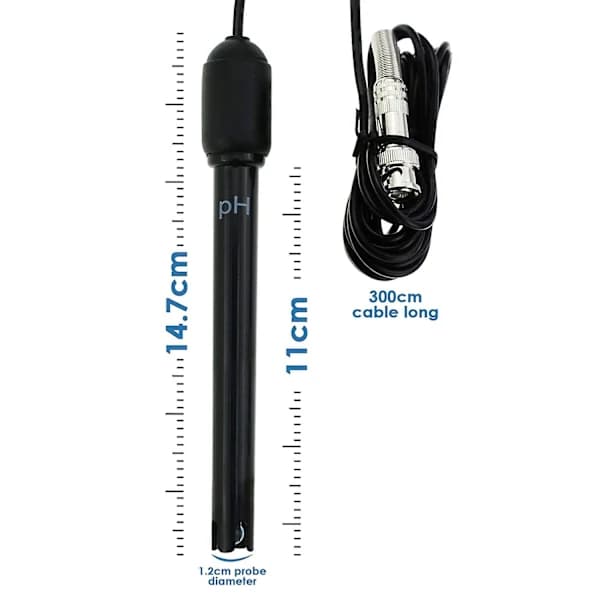 [CA]kryc-Ph med elektrode, 300 cm langt kabel og BNC-stik til pH-måler (BNC pH-elektrode)