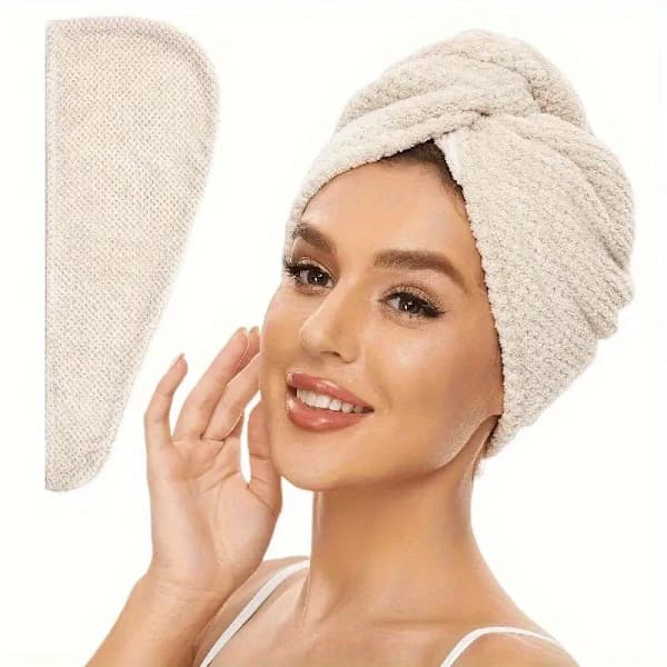 Mikrofiber Hårhåndklæde – Superabsorberende & Blødt Hårtørringshåndklæde, Hurtigtørrende & Krusreducerende grå 2 stk