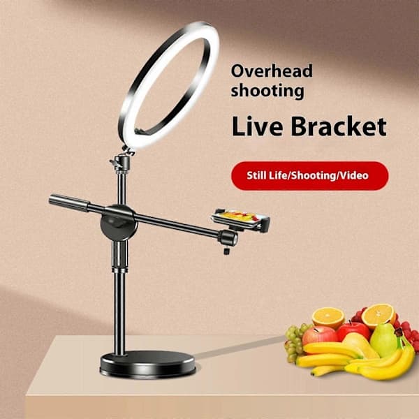 Telefonstativ til overhead-montering, højde- og vinkeljusterbart telefonbeslag til optagelse, møder, livestreaming