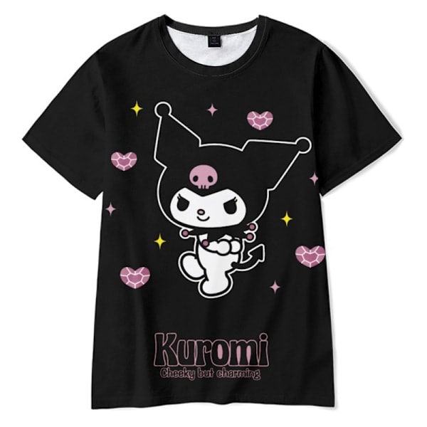 Barn Tonåring Kuromi T-shirt Kortärmad Rund Hals Tee Cartoon Casual Toppar Sommar A 140cm