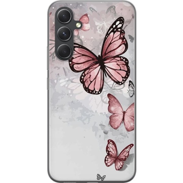 Samsung Galaxy S24 FE Gjennomsiktig Deksel Rosa Sommerfugler_ca