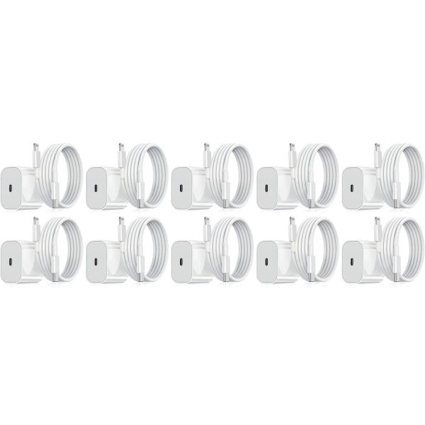 Laddare för iPhone - Snabbladdare - Adapter + Kabel 20W USB-C Vit 3-st 3-Pack iPhone