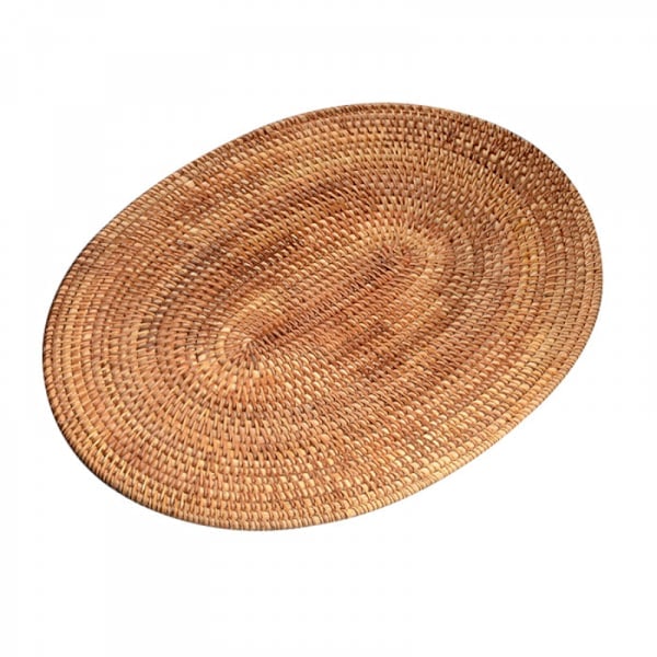 Rattan Dækkeserviet Naturlig Håndlavet Rattan Varmebestandig Dækkeserviet Isolering Rattan Grydelapper (15,7x11,8 TOMMER)