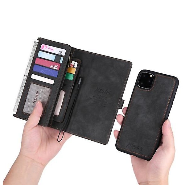 iPhone 11 - Pung Etui / Magnetisk Skal 2 Farve Brun Brown For iPhone 11 Coffee-Red