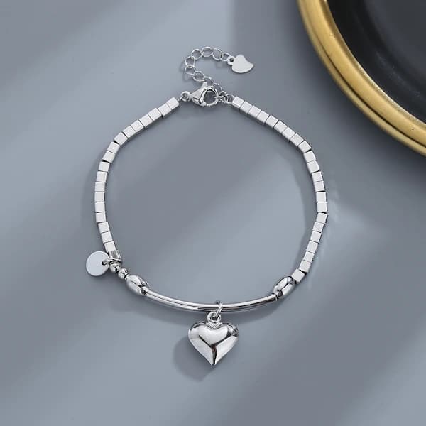 Vackert hjärta berlockarmband silver kvinnor flickor smycken present