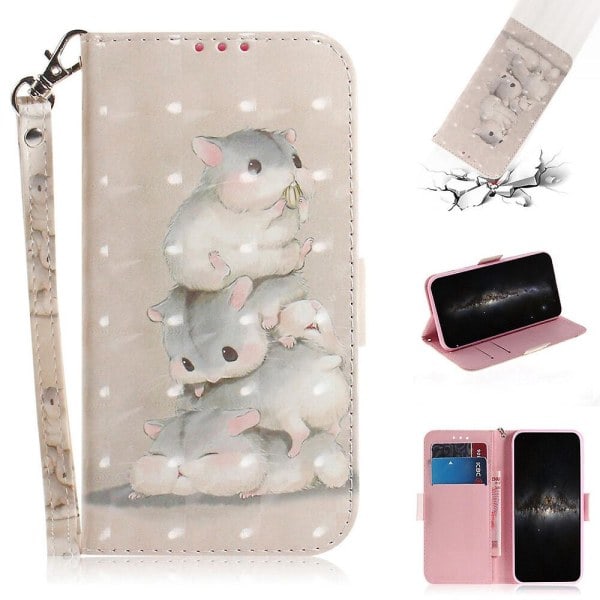 CASA Kompatibel med Nokia C21 Plus cover, sødt egernmønster Pu cover med rem Magnetisk pung Cover til Nokia C21 Plus