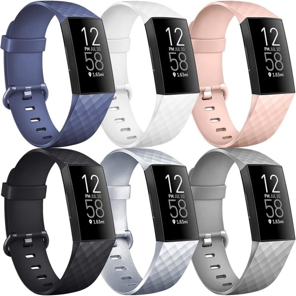 Ersättningsarmband 6-pack band för Fitbit Charge 4 Mörkgrå