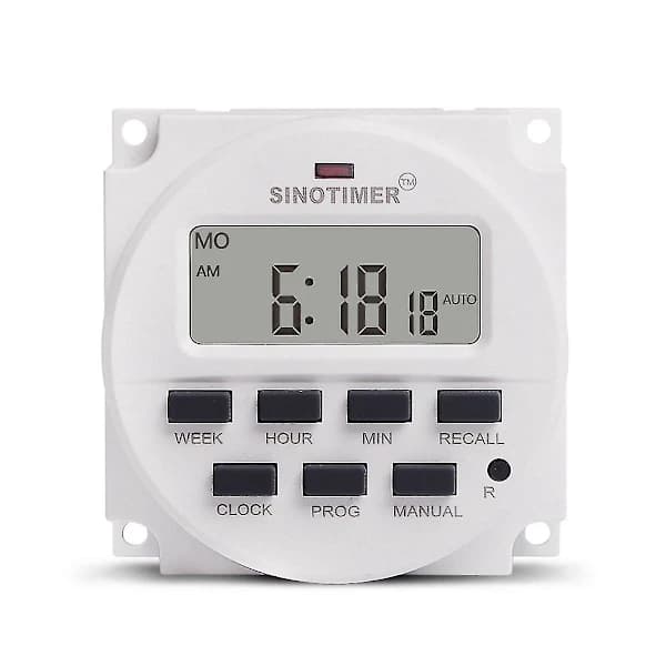 [CA] Tm618h-4 Dc 12v Volt Spændingsudgang Digital 7 Ugentlig Programmerbar Timerkontakt Tidsrelæ Controller 12v Timer Hvid