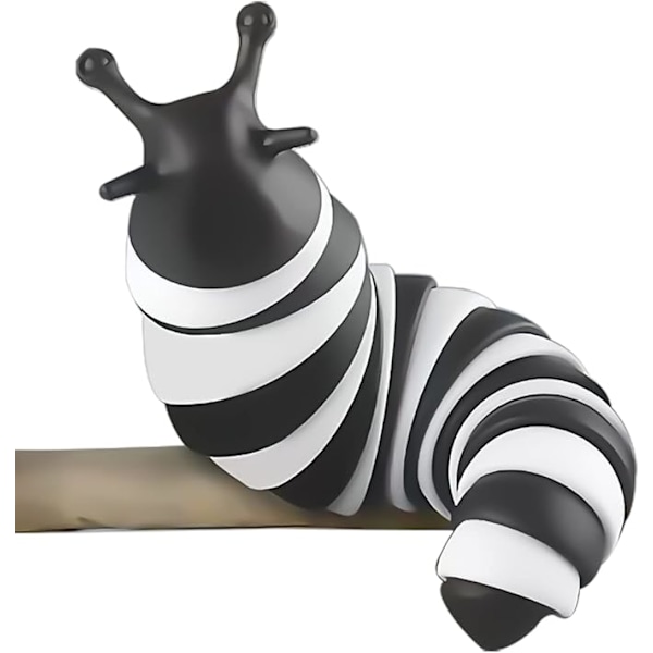 Fidget Slug, 3D Sensorisk Slug Fidget Leksak, Rolig Krypande Slug Fidget Leksak,_ca Black and white 14CM