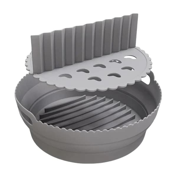 Airfryer Silikon Bakeform, Rund, Multifunksjonell, Grå Sammenleggbar