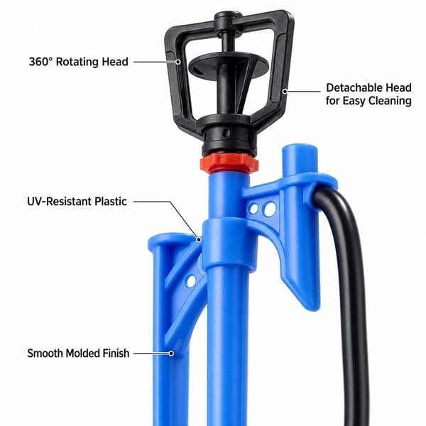 360° roterende sprinkler på 28 cm spyd til plænevanding, blå, 5 stk. 28cm tip vortex