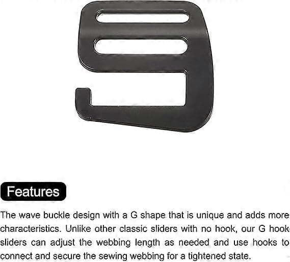 Metal G-Hooks Webbing Buckles, G-Hook Wave Crimp Tension Lock Adjustable Buckles for Backpack Straps Webbing 2 Pcs