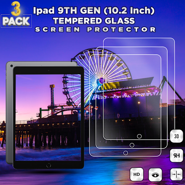 3ck Apple Ipad 9. generation (10,2 tommer) - Hærdet glas 9H - Skærmbeskytter i super kvalitet