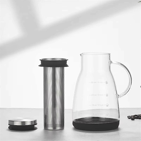CASA 960ml Dobbeltanvendelig Koldbrygget Kaffe & Te Maker, Espresso Isdryp Glas Kande med Filter, Glas Kande til Hjemmebrug