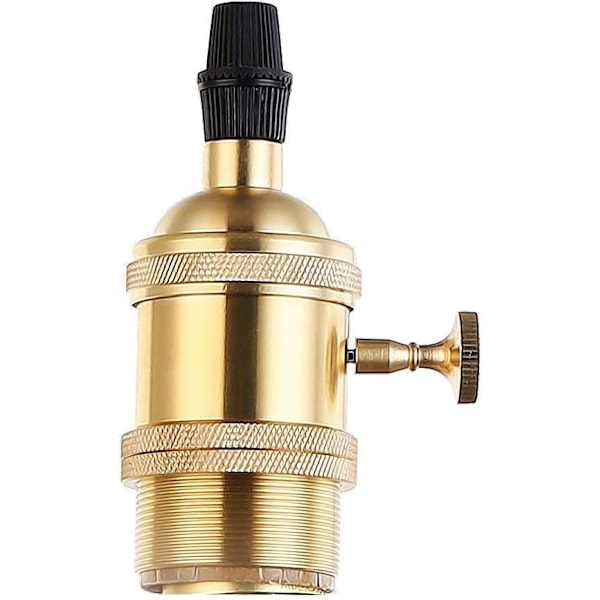 Lampefod med kontakt Vintage messing kobber fatning til retro Edison-stil pære E27