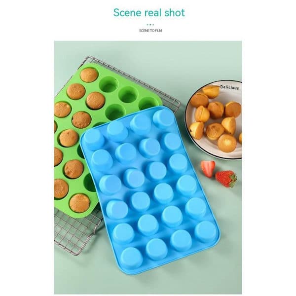 Mini Silikonmuffinsform, 24 Koppar Mini Muffinsform Gratis och Diskmaskinssäker, Non-Stick Silikon Bakform