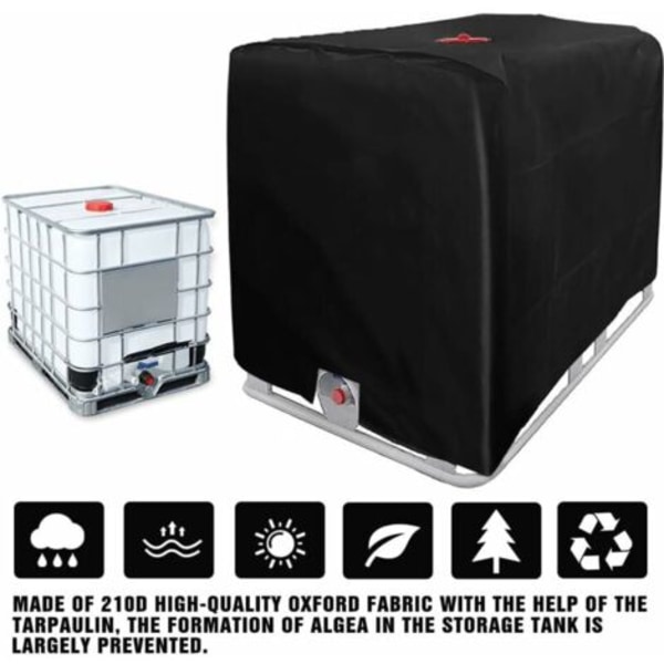 IBC Tankdæksel til 1000L IBC Container, 116 x 100 x 120 cm Vandtankdækken Anti-UV Anti-Regn (Sort).ca