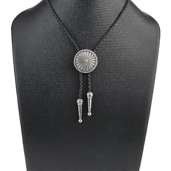 2x Antik Daisy Metallhänge Läder Bolo Tie Halsband Slips Cowboy Dans