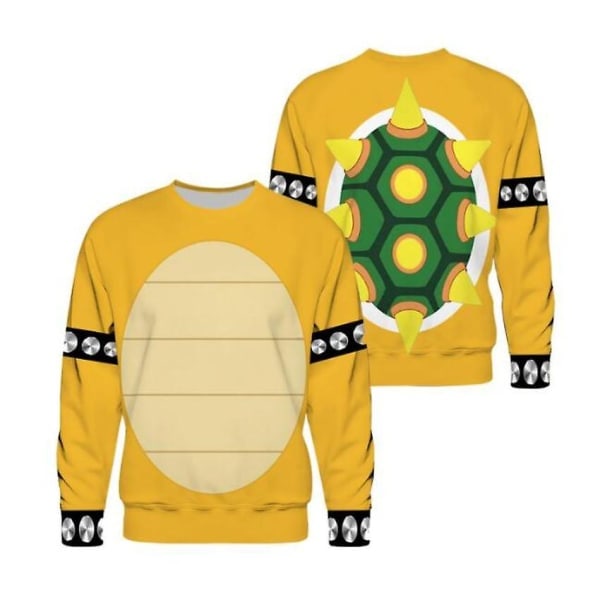 Tegneserie Bowser 3D Print Oversized Dame/Herre Hættetrøje Sweatshirt Y2k Streetwear Hip Hop Pullover Hættejakke Cosplay Kostume - en lynlås hættetrøje XXXL（ca） zipper hoodie XXXL