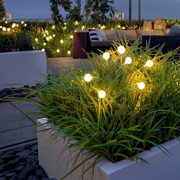 Solcellelampe med 6 ildfluer LED gulvlampe