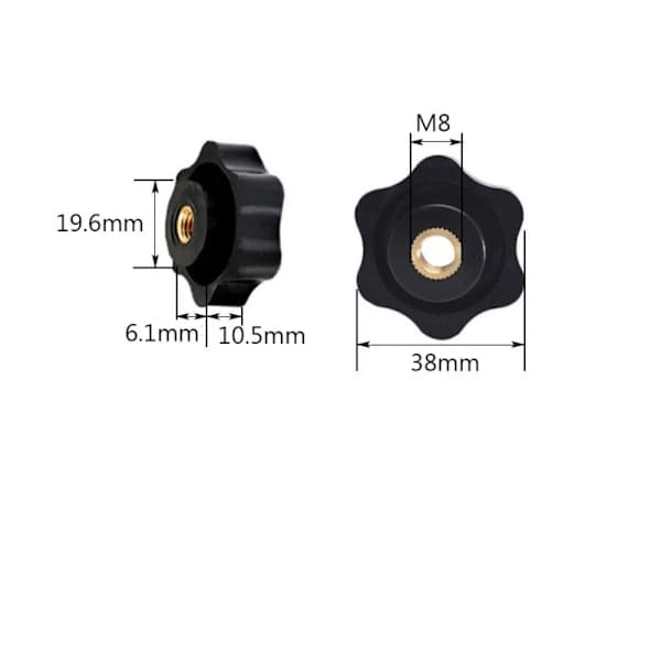 12 st M8 stjärnformade räfflade klämmuttrar påskruvningstyp 12 st