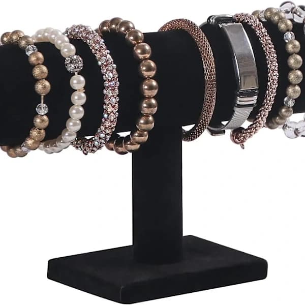 Armbåndsstativ, urstativ, fløjlsarmbåndsdisplay, T-bar displayholder til smykke armbånd og urdisplay