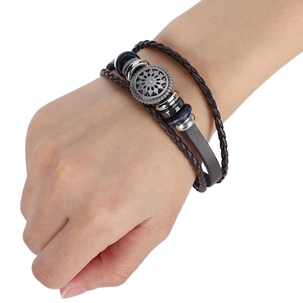 6 stk armbånd håndvevd splittet lær flettet PU herre dame retro armbånd 23 cm
