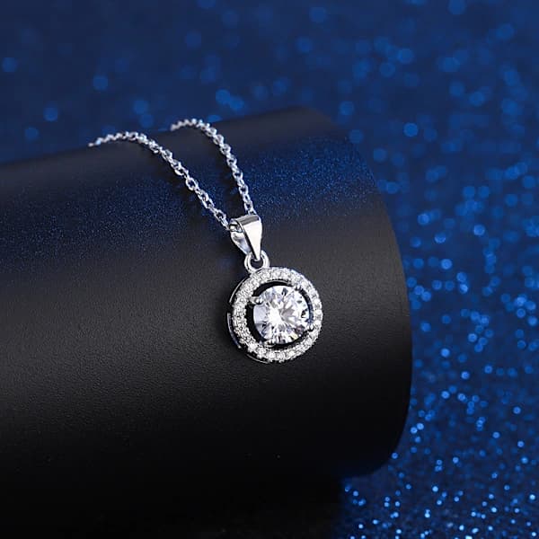 S925 silver vitguldpläterat halo-hänge