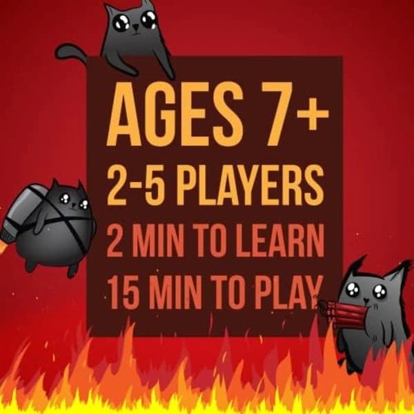 Exploding Kittens - Korttipeli | Perheystävällinen seurapeli | Venäläinen ruletti | Englanti | Ikä 7+ | 2–5 pelaajaa 1