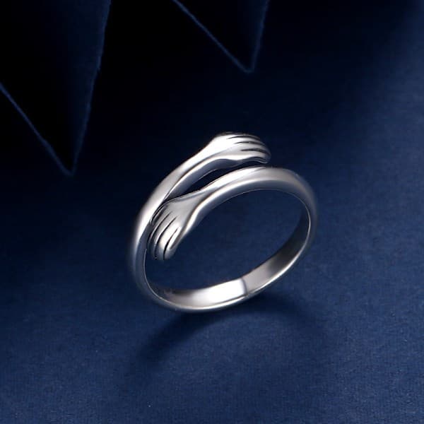 Krama ring, 925 Sterling Sølv Justerbar Krammering Åben Ring
