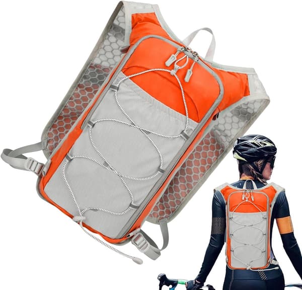 Hydration Løbevest, 5L Åndbar Polyester Rygsæk Med Reflekterende Striber Til Løb, Cykling, Vandring Og Maraton, Orange