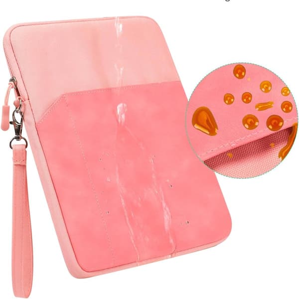 Tablet Sleeve Taske Til 9-11 Tommer Tablets, Vandtæt Polyester, Stødabsorberende Foring, Dobbelt Lomme, Til Rejser Og Arbejde, Pink