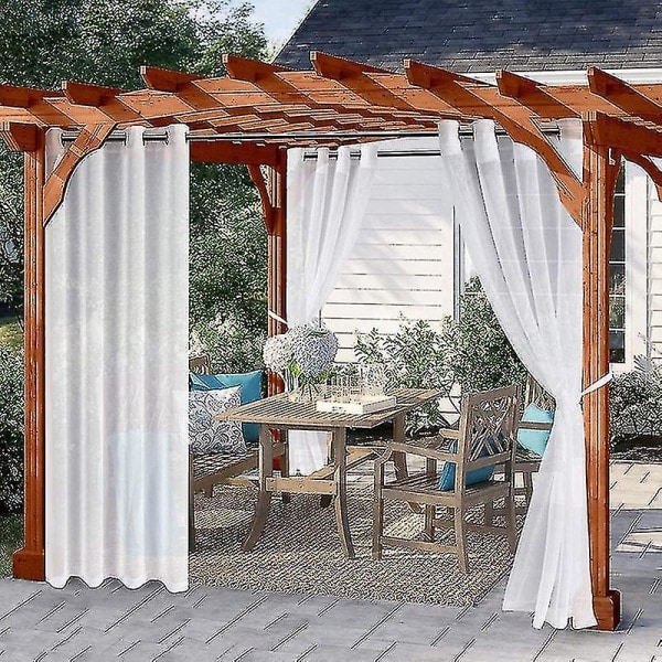 2 stk. utendørsgardiner for uteplass, avtakbare for enkel vanntett transparent gardin for veranda, hage, lysthus