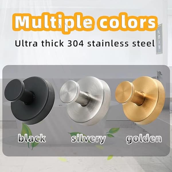Suction Cup Hooks for Shower, Drill-Free Hooks, No Drill Hooks, Waterproof Suction Cup Hooks, Removable and Reusable, 304 Stainless Steel (Gold)