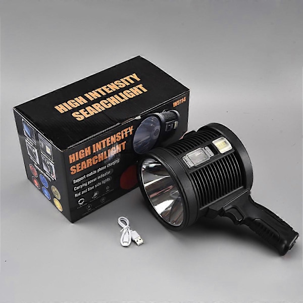 CASA Genopladelig Spotlight, 100000 Lumens Led Spotlys Håndholdt Lommelygte Super Udendørs Solar Spotlight S