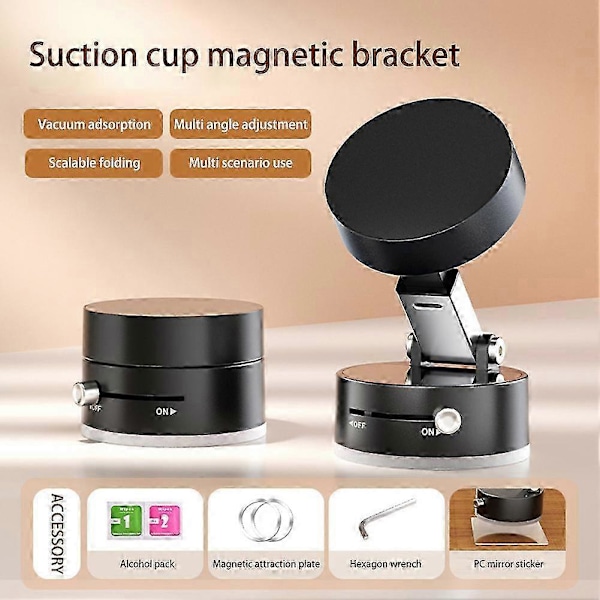 CASA Sugekop Magnetisk Biltelefonholder Multifunktionel Foldbar Opbevaringsholder til Hjemmekøkken Black