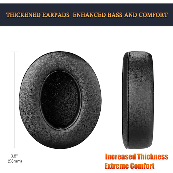 Replacement Ear Pads for Beats Studio 2 & Studio 3 Wired & Wireless Headphones, Ear Cushions with Soft Protein Leather, Noise Cancelling Memory Foam