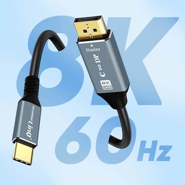 Videokabel 8K Han USB-C til DisplayPort Høj Opløsning 1.8m LinQ Sort