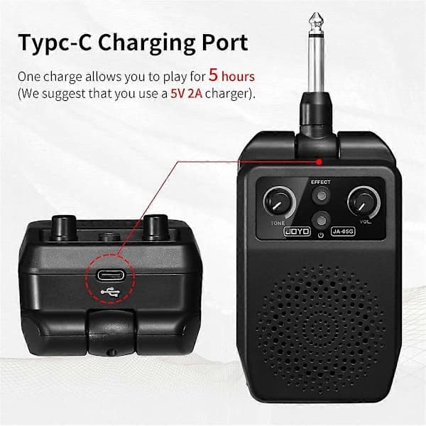 JOYO Mini Elektrisk Gitarrförstärkare 5W Uppladdningsbar Gitarrförstärkare Portabel Bluetooth Övningsförstärkare med