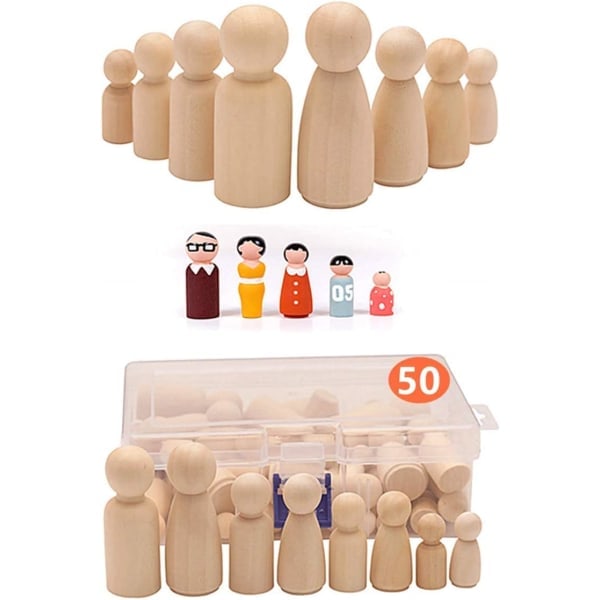 50 st Hängdockor Träfigurer Barnmålning, Trä Till