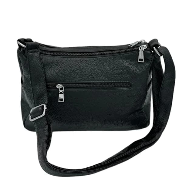 Crossbody-taske med flere rum og justerbar rem, sort