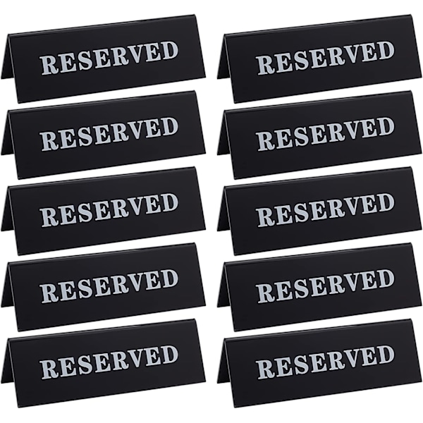 10 stk. 45x150x50mm Sort Akryl Reserveret Bordsskilt Gæstebordbestilling Bordplads Skilt Restaurant Virksomhed Kontor Møde Fest