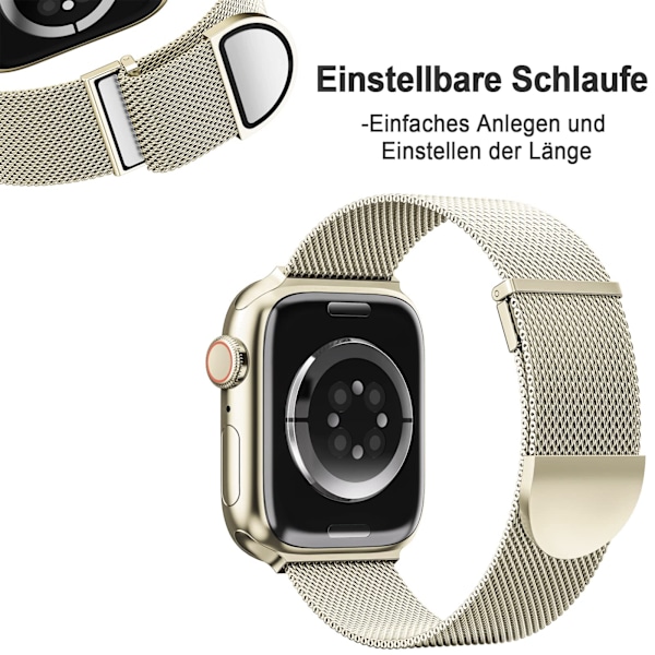 Armbånd kompatibelt med Apple Watch Armbånd 40mm 41mm 38mm for kvinner/menn, for iWatch Series 8 7 6 SE 5 4 3 2 1, Champagne Gull