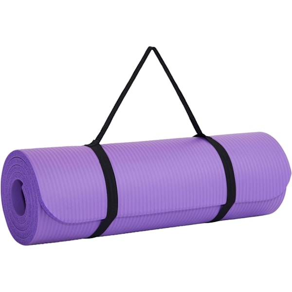 Yogamåtte | Multifunktionel ekstra tyk skumøvelsesmåtte | Udstrækning, modstandstræning og terapi – Pilates, træningsudstyr—ca Purple