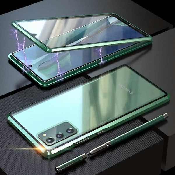 Sikkerhedslås Galaxy S23 Plus 6,6 tommer Cover Magnetisk Adsorption Stødsikker Aluminiumramme Dobbeltsidet Cover Hærdet Glas Beskyttelse (Grøn)